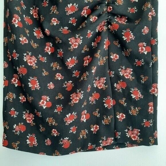 ZARA Side Slit Ruched Mini Skirt Floral Sz S - Picture 8 of 12